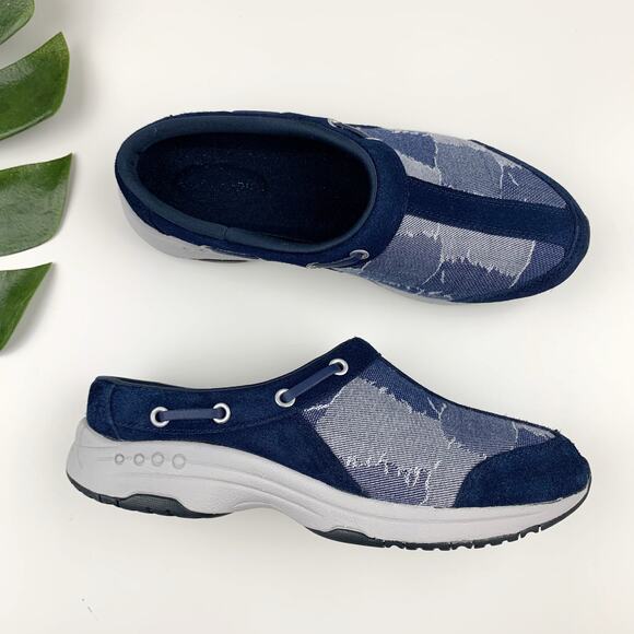 Easy Spirit Shoes - Easy Spirit Travelport Sport Clogs Sneaker Mules Blue Denim Slip On Women's 6.5